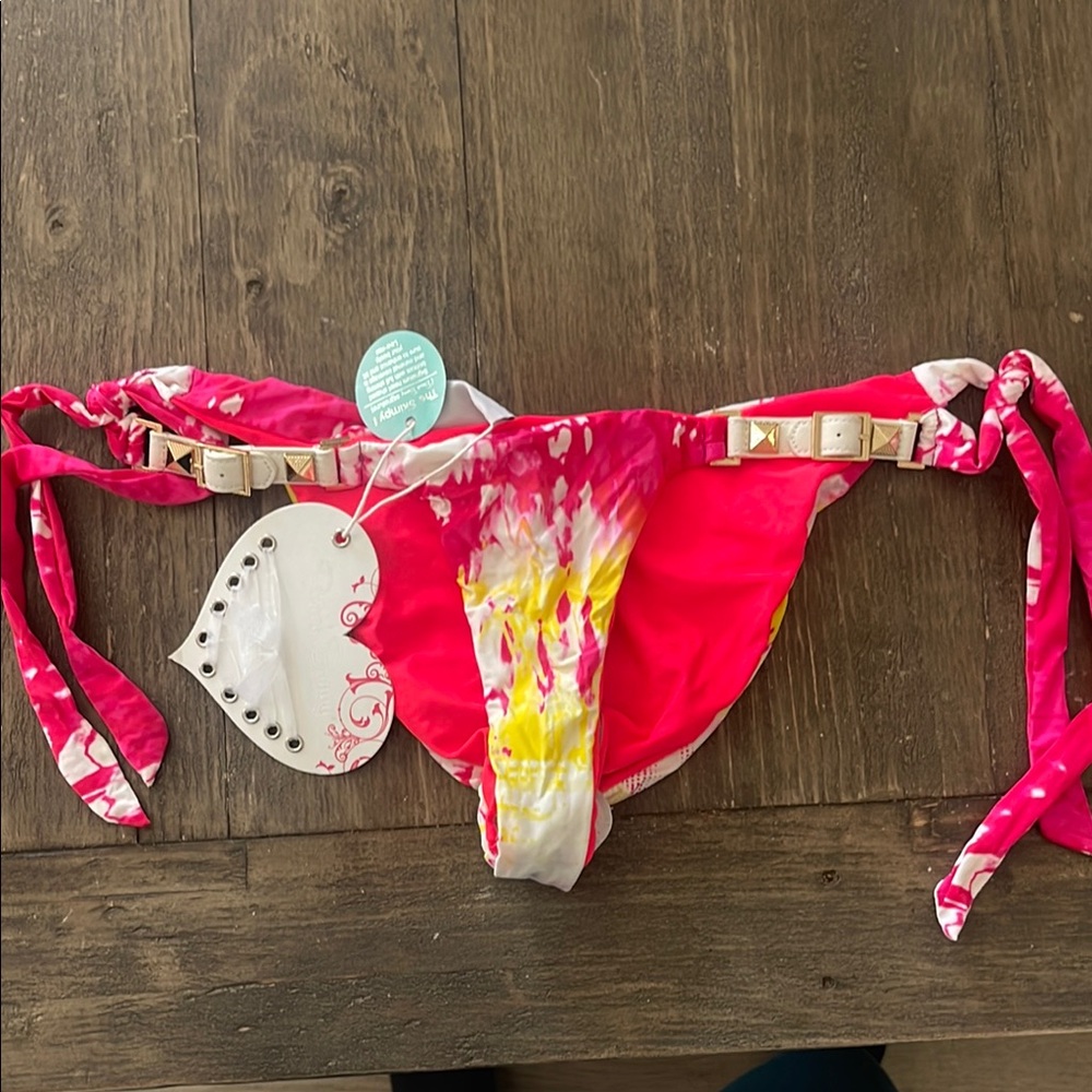 Beach Bunny Vibrant Pink and Yellow Swim Bottoms